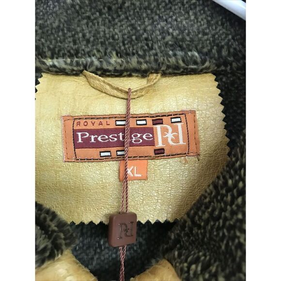 NEW Men Royal Prestige Faux Leather Fur Trim Zip Coat Jacket Pockets Lined XL - Picture 3 of 9